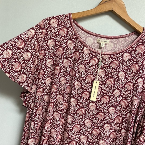 NWT MAX STUDIO FLUTTER SLEEVE TOP - 2X - Picture 2 of 9